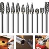 10 Pieces Rotary Cutter Set, Carving Tool Carbide Steel Solid
