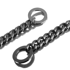 RUMYPET Black Dog Chain Collar 11mm/15mm/19mm Cuban Link Chain Dog Collar Chew Proof Dog Chain Collar Walking Training for Small Medium Large Dogs 12-26inch(11mm,14inch)