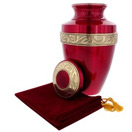 Trupoint Memorials Cremation Urns for Human Ashes - Decorative Urns, Urns for Human Ashes Female & Male, Urns for Ashes Adult Female, Funeral Urns - Red, Large