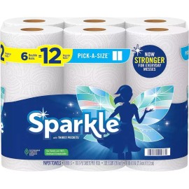 Sparkle Kitchen Household Clean-Up Paper Towels Bulk 6 Double Rolls FREESHIPPING