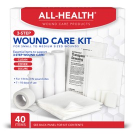 All Health Wound Care Kit & First Aid Supplies, 40 Piece | for Small to Medium Sized Wounds, Professional Use for Car, Home, Camping, Hiking and More