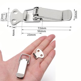 Litensh Stainless Steel Tension Clasp with Screws, 56mm Lever Clasp, Spring Toggle Latch Hasp, Catch Clamp Clip, Box Closure, Cap Lock for Toolbox Drawer Chest Case Cabinet (4, 56 mm)