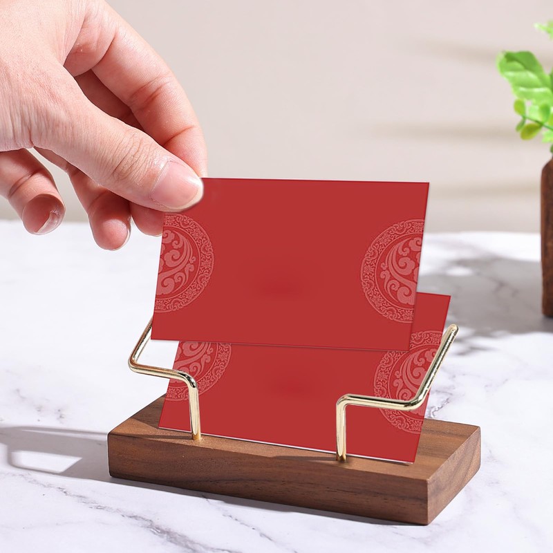 Sliverdew Walnut Wood and Brass Business Card Holder - Classic