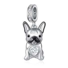 qielizhu French Bulldog Charm 925 Sterling Silver French Bulldog Charm for Women Cute French Bulldog Jewelry French Bulldog Gifts for Women