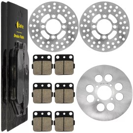 Caltric Front Rear Brake Disc Rotor w/ Pads fits Yamaha Raptor 660R YFM660R 2002 -2005