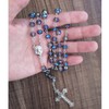 Catholic Rosary Crystal Beads Necklace with with Miraculous Medal Cross