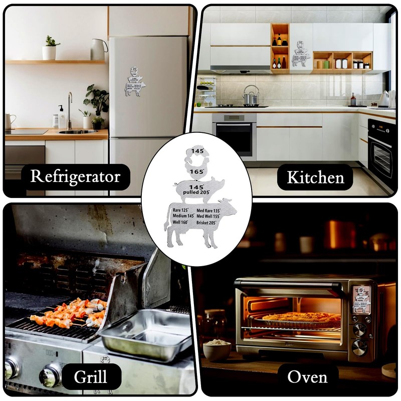 Meat Temperature Magnet, Animal Meat Temperature Magnet Chart for Fridge,