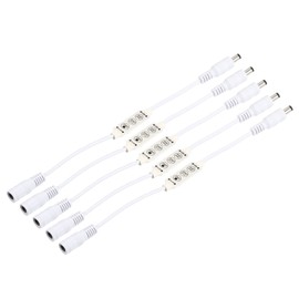 sourcing map Pack of 5 LED Strip Dimmer 12 V to 24 V 3 Buttons Mini Brightness Control Lamp Switch with DC Connectors for Plain Strips White
