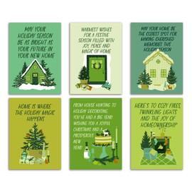 Ritzy Rose 24 Real Estate Holiday Card for Clients in 6 Cozy Green Designs + Envelopes