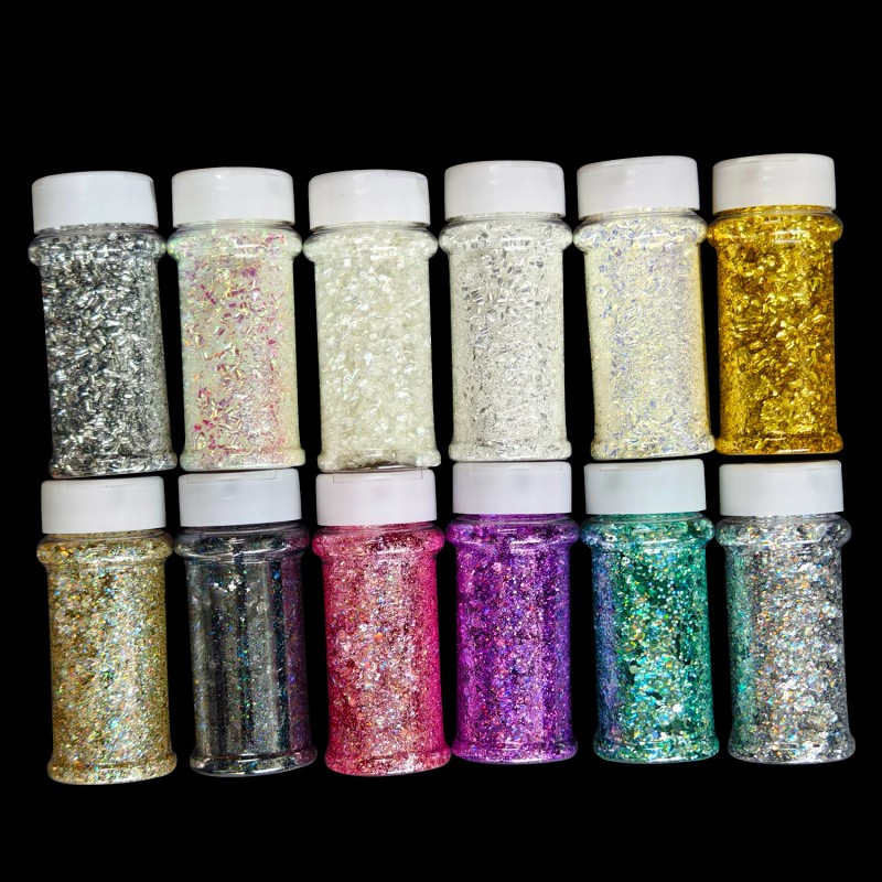 Bubble Chunky Glitter Set 12 Pcs in 2oz Jars 5D