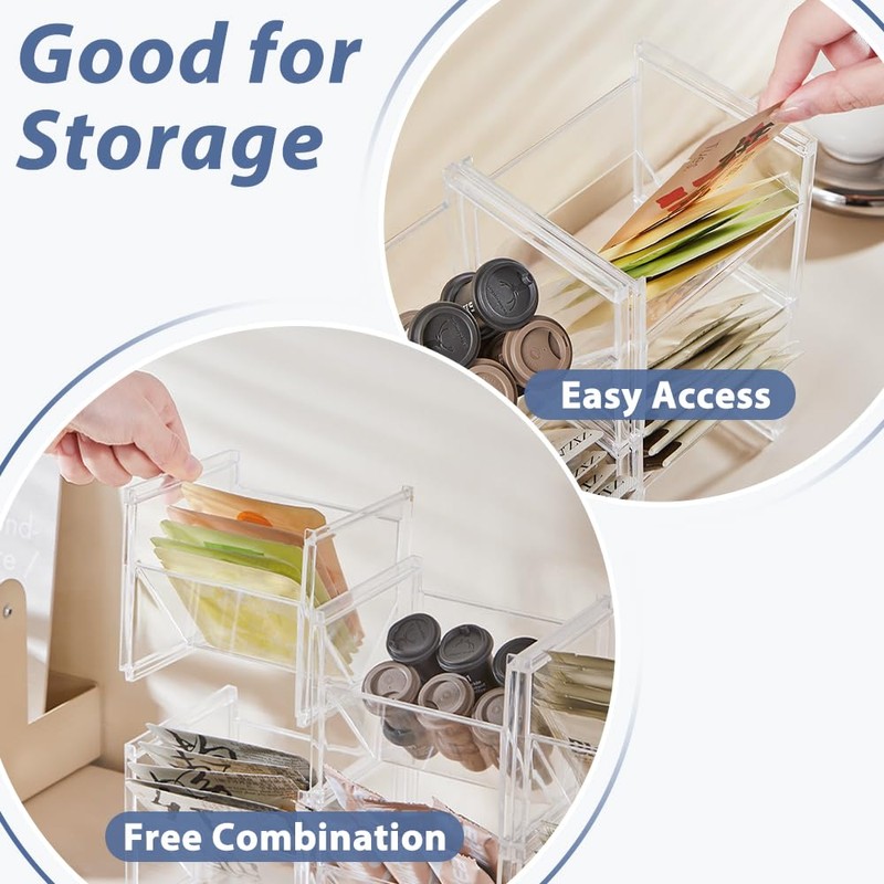 2 x Plastic Tea Box, Tea Storage, Stackable, Clear Tea