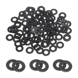 sourcing map 100 Pcs M3 Stainless Steel Flat Washers, 3.2mm ID x 7mm OD x 0.5mm Thick Black Zinc Plated Metal Washers for Screws and Bolts