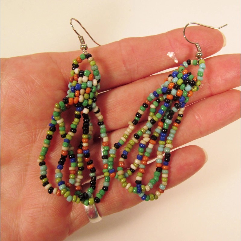 "Handmade" 2 1/2" Bold Multicolor Simple Style Handmade Dangle Hoop