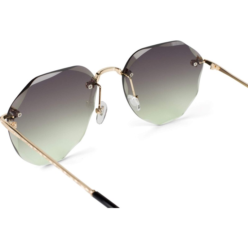 styleBREAKER Women's Rimless Pilot Sunglasses, Gold/Grey/Green