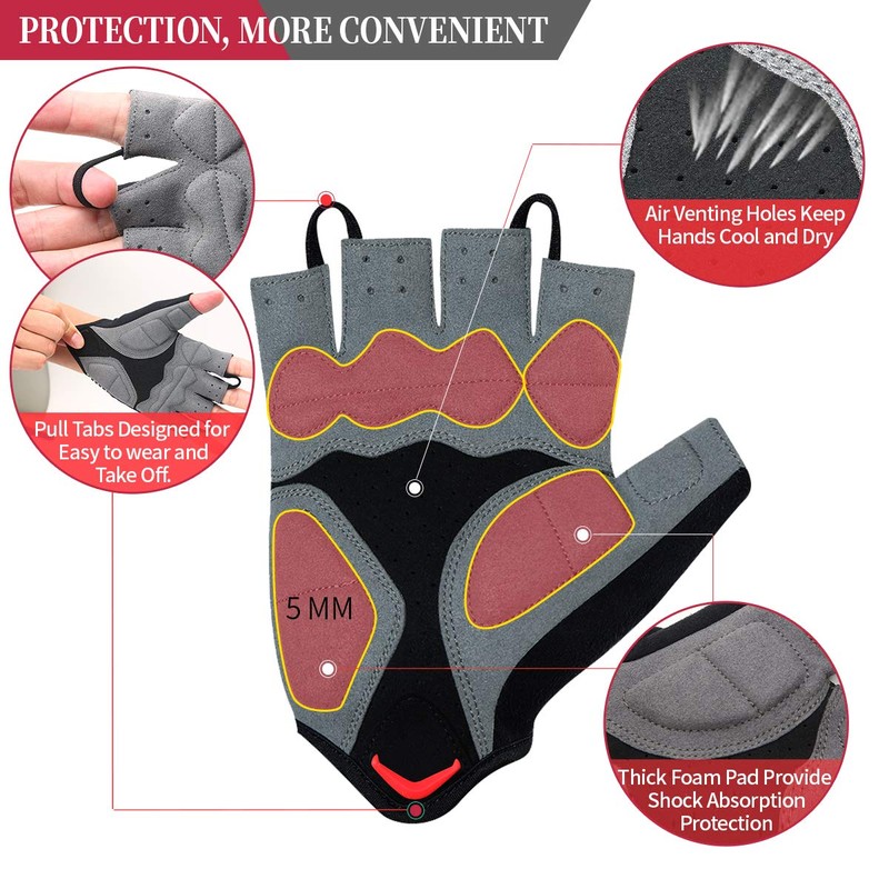 Souke Sports Half Finger Cycling Gloves, Unisex, Gel Shock Absorption,