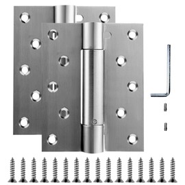 (2 Pack) Self Closing Door Hinge, 6 inches,Auto Closing Spring Hinge with Adjustable Tension, Thickened 304 Stainless Steel Heavy Duty Door Hinges,with Mounting Screwdriver Hardware,(6 inches)