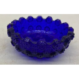 Salt Cellar Dip w/Spoon - Lacey Daisy - American Made using Original Westmoreland Glass Company mould (Cobalt Blue)