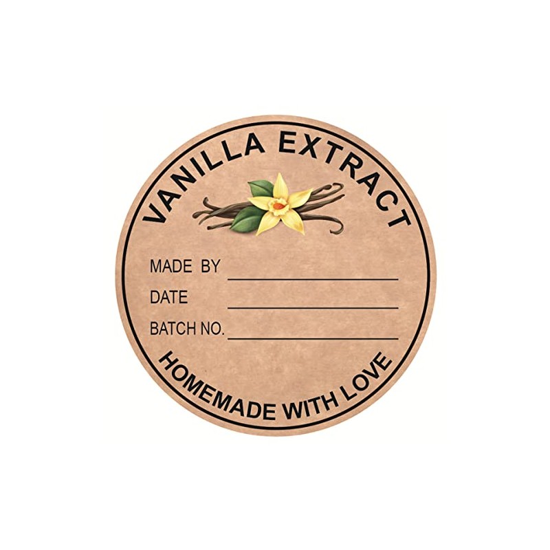 Vanilla Extract Sticker,2 inch 300pcs Round Vanilla Extract Sticker for