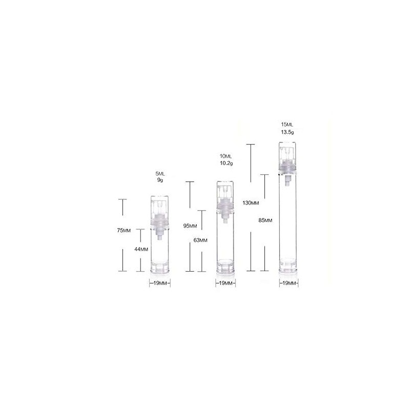 VASANA 12 Empty Airless Vacuum Pump Bottles Refillable Plastic Cream