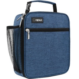 opux - Fiambrera aislada para adultos y hombres y mujeres, bolsa térmica para niños, niñas y adolescentes, bolsa de almuerzo suave y compacta para el trabajo, escuela, picnic, reutilizable, pequeña lonchera (azul marino)