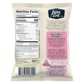 Lesserevil Organic Popcorn, 0.46oz Bulk Foodservice Case, 96 Bags (Himalayan Pink Salt)