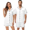 DIKFA Couple Matching Pajama Set for Women Silk Satin Short