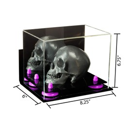 Better Display Cases Versatile Acrylic Display Case - Small Rectangle Box with Mirror, Wall Mount and Purple Risers 8.25" x 6" x 6.75" (A003-PR)