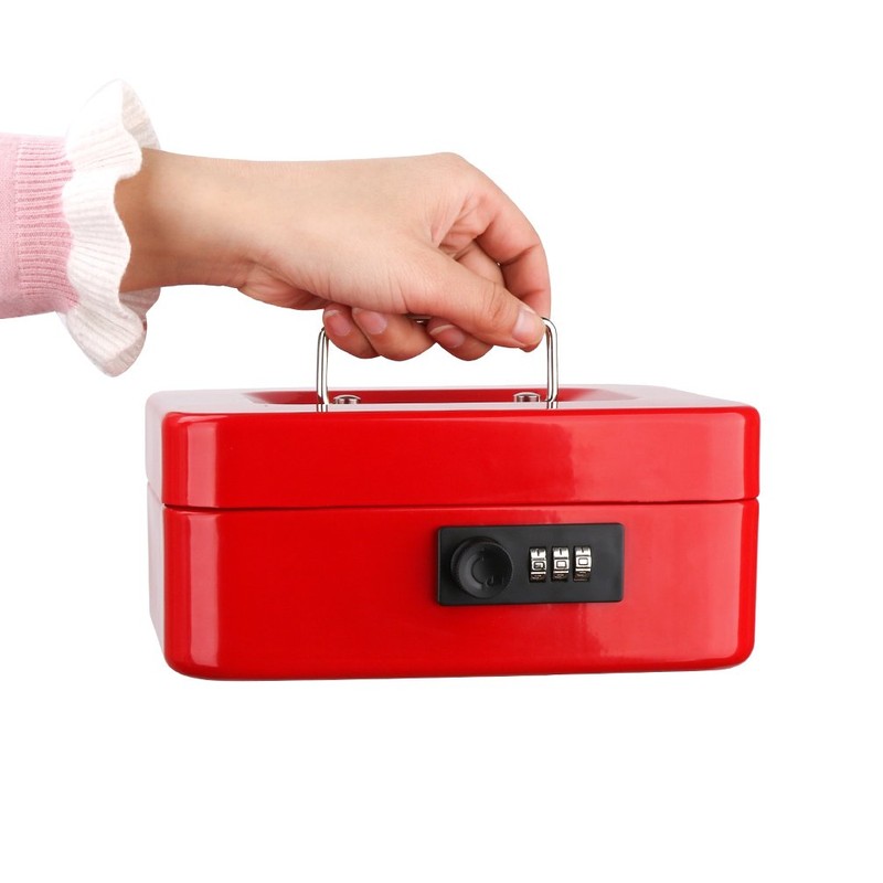 Decaller Medium Cash Box with Combination Lock, Metal Money Box