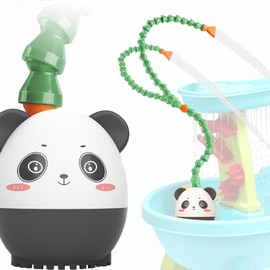 Lnicez Panda Water Table Pump - DIY Dual Hose - Outdoor Water Play Table Pump for Kids Toddler Water Table, Safety First, with Panda Story Picture Book