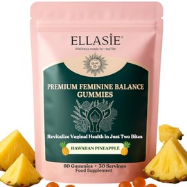 Women’s Probiotic Gummies 60 Vegan Pineapple | Vaginal Probiotics + pH Balance for Women | Feminine Flora + Intimate Comfort Support | 1 Billion CFU Bacillus Coagulans | Vitamin C | Ellasie