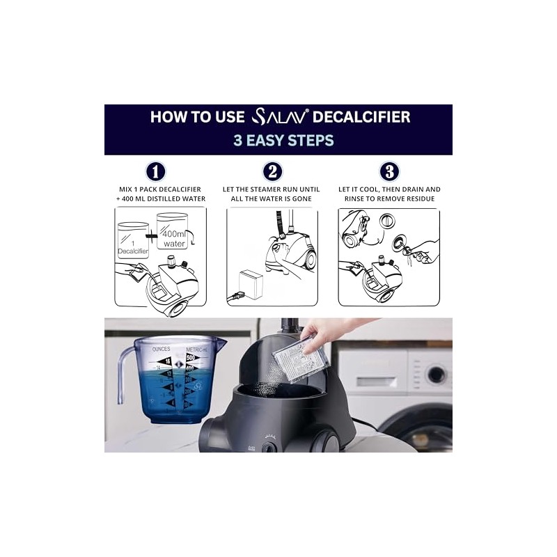 SALAV Garment Steamer Descaling Solution Packets - 5 Pack