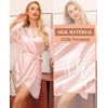 Wikoan Women's Satin Dressing Gown Kimono Robe Short Satin Bathrobe