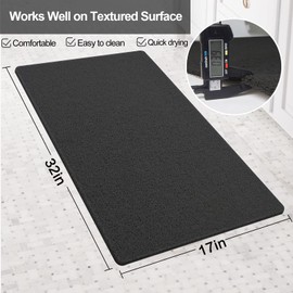 SONGZIMING Shower Mat Non Slip Without Suction Cups, 32x17 Inch, Bath Mat with Drain, Loofah Mat for Textured Surface Tub, Bathroom, Quick Drying, Black
