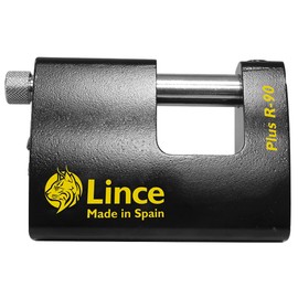 Lince 9PLUSR90 High Security 90mm Key Padlock PLUSR90 monoblock. Lock, Black/White, 90 mm