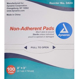 Dynarex Non-Adherent Pad, Sterile, 2x3, Box/100
