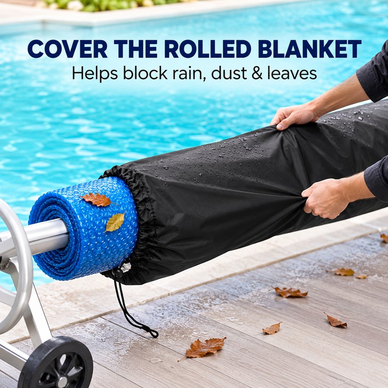 16 Ft Pool Solar Reel Protective Cover, Black Oxford Cloth
