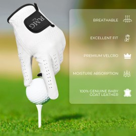 RMG Co. Premium Leather Classic White Golf Glove for Men Available in Left and Right Hand (Medium, Right)