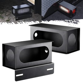 Partsam Heavy Duty Black Steel Utility Truck Trailer 6" Tail Light Guard Oval Box 2" Side Light