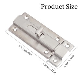 NICENEEDED 2 PCS Bathroom Stall Latches, Barrel Bolt Door Latch Sliding Door Lock Stainless Steel Latch, Mounted Slide Bolt Silver Sliding Lock Bathroom Stall Hardware for Internal Doors