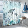 Mocsicka Sea Turtle Shower Curtain Teal Blue Ocean Beach Coastal