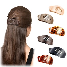 6Pcs Duckbill Hair Clips for Women, Hair Claw Clip for Thin Fine Thick Hair, Strong Hold Large Duck Bill Flat Round Hairclip, Ergonomic Design Hair Accessories for Ladies Girls