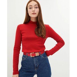 XZQTIVE Plus Size Women's Leather Belts for Jeans Pants Dress Fashion Ladies Waist Belt with Square Silver Buckle,red