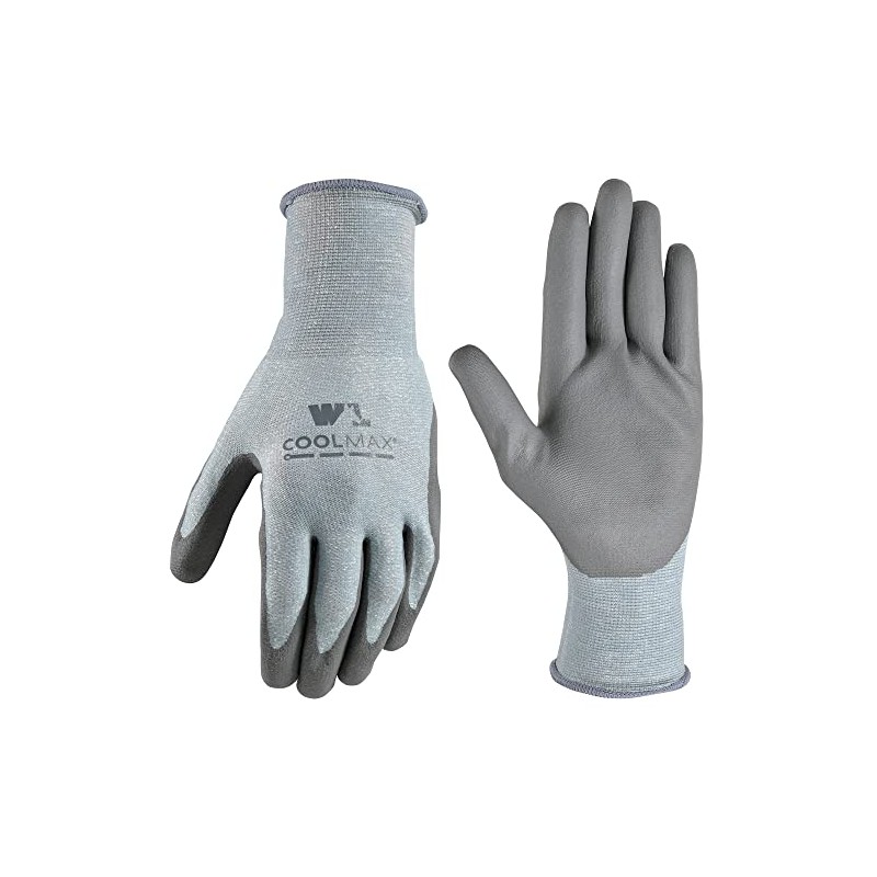 Wells Lamont Men's COOLMAX PU Coated Work Gloves, Large (499L)