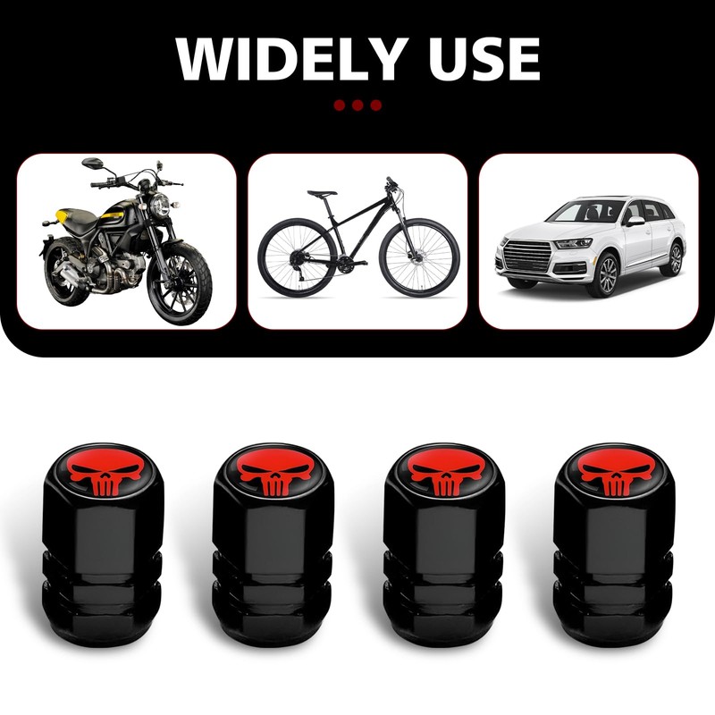 Opuweiy Skull Car Wheel Tire Valve Stem Cap, Universal Wheels