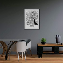 Nacnic Map of Providence USA Sounds of the United States Cities with Seas and Rivers in Black Colour A4 Size Framed Poster