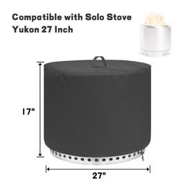 CANDANA Fire Pit Covers for Solo Stove Yukon 27 Inch, 600D Grill Cover for Solo Stove Yukon and Other 27" Fire Pit, Waterproof Outdoor BBQ Grill Cover