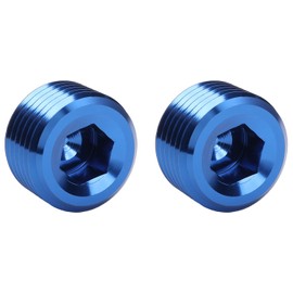 Podavelle 1/2 NPT Male Thread Allen Head Socket Pipe Plug Fitting Aluminum Blue, Pack of 2