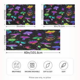 Dalzium Satin Pillowcase for Hair and Skin, Watercolor Mushrooms Silk Pillowcase Soft and Cozy Body Pillow Covers, Standard Size Satin Pillow Cases with Envelope Closure(20x26 Inch), 1PC