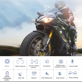 Swokely H9 Motorcycle Helmet Intercom 1000M Range BT5.1 Hands-free Interphone 2-Person Full Duplex Phone Call Music Listening FM Radio IP65 Waterproof Dustproof