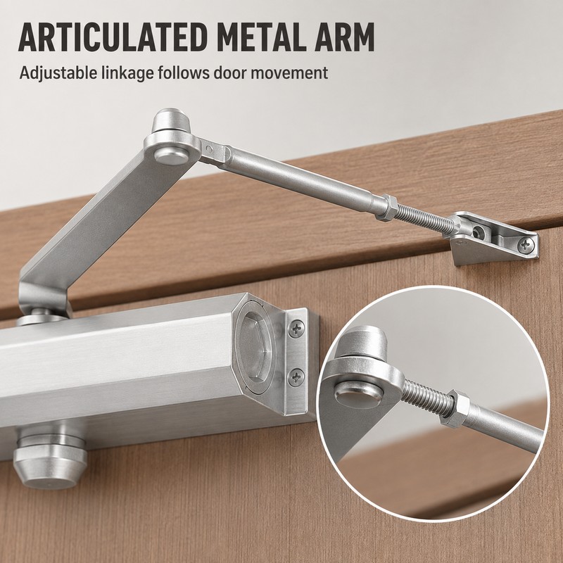 Heavy-Duty Automatic Hydraulic Door Closer for 55-143 lb Doors